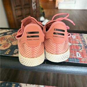 Adidas Pharrell Williams Hu Pink Athletic Shoes with Knit Mesh Upper
